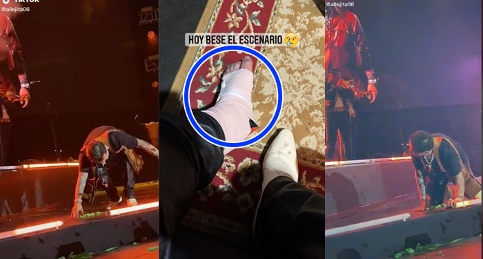 Momento en que Christian Nodal se cae en pleno escenario (Video)
