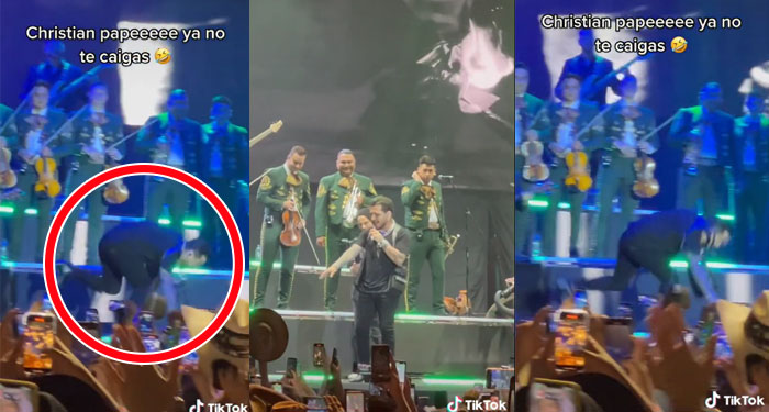 Momento en Christian Nodal se vuelve a “tropezar” en el escenario de Cayalá (Video)
