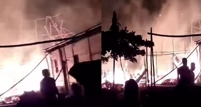 Momento en sujetos desconocidos le prendieron fuego a una Iglesia Evangélica (Video)