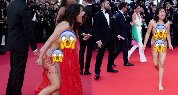 Mujer irrumpe en la alfombra roja como Dios la trajo al mundo y el video es tendencia (Video)