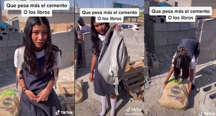 Padre castiga a su hija por escaparse con el novio y la lleva a trabajar en construcción (Video)