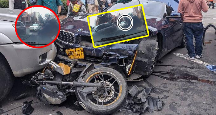 Momento en la que automovilista le pasa las llantas encima a una pareja de motoladrones (Video)
