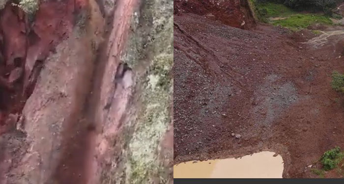 Momento de fuerte derrumbe en el departamento de Jutiapa (Video)