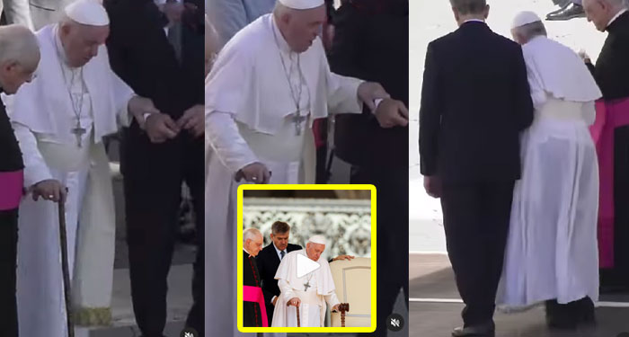Papa Francisco preocupa a sus fieles tras aparecer con serios problemas para caminar (Video)