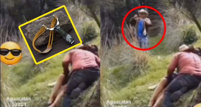 Padre encuentra a su hija con el novio en el monte y le pega al novio con una resortera (Video)