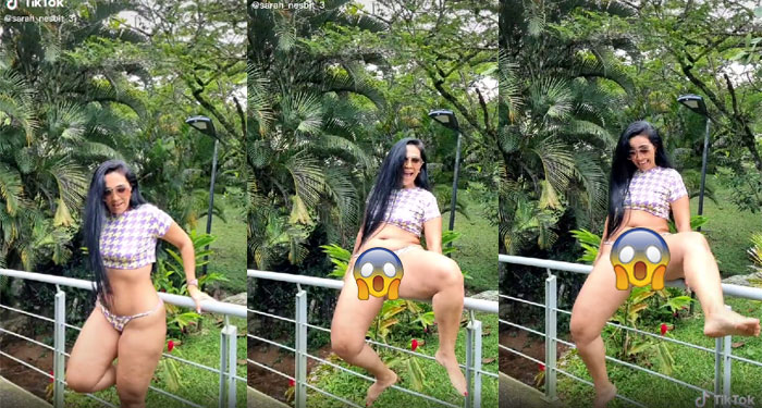 Tiktoker intenta subirse a una baranda de un puente y enseña de más (Video)