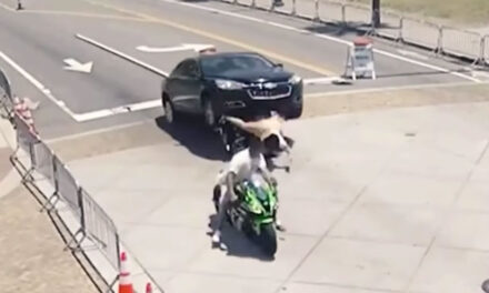 Momento en que vehículo le pasa las llantas encima a personas que iban en motocicleta (Video)
