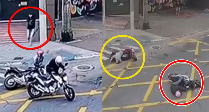 Ladrones intentaron robarle la motocicleta a un militar y este los abate a tiros (Video)
