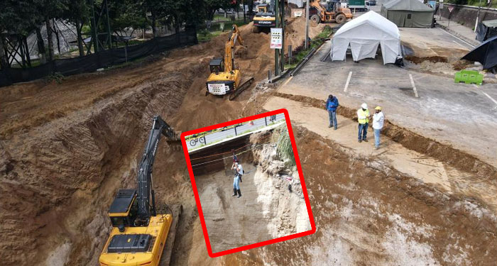 Excavación lleva 14 metros y no han encontrado los colectores en agujero de Villa Nueva