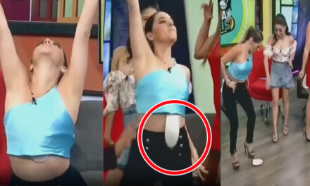 Momento en presentadora de TV se le cae el relleno del sostén en pleno programa (Video)