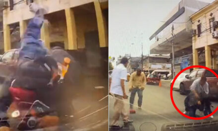 Momento exacto en que delincuente es atropellado luego de asaltar a peatones (Video)