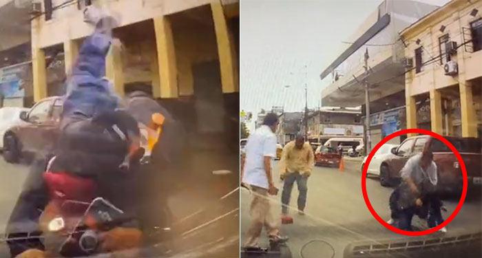 Momento exacto en que delincuente es atropellado luego de asaltar a peatones (Video)