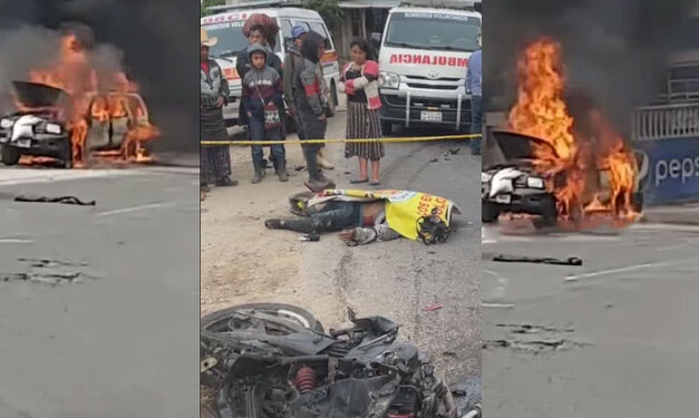 Mortal accidente en la Ruta Interamericana deja un vehículo en llamas (Video)