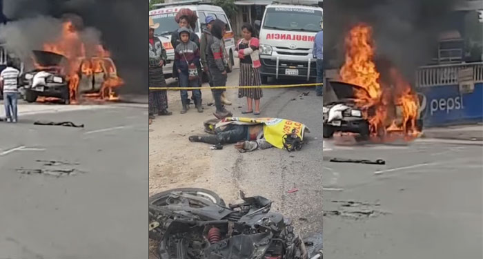 Mortal accidente en la Ruta Interamericana deja un vehículo en llamas (Video)