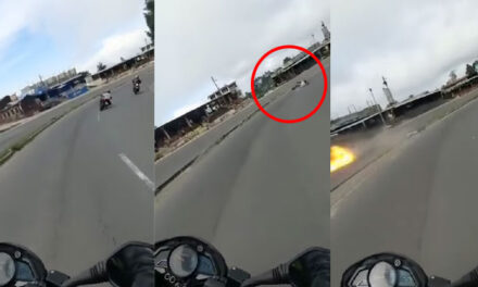 Motorista derrapa en la Ruta Interamericana y vehículo le pasa las llantas encima (Video)