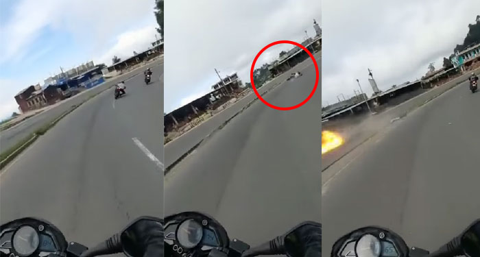 Motorista derrapa en la Ruta Interamericana y vehículo le pasa las llantas encima (Video)