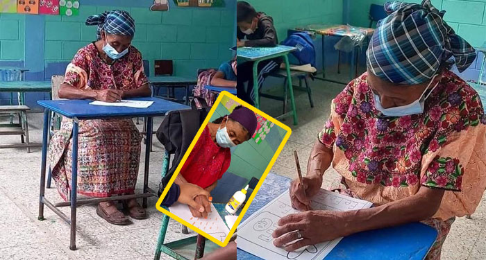 La triste historia detrás de la mujer que aprende a leer y escribir junto a su nieto