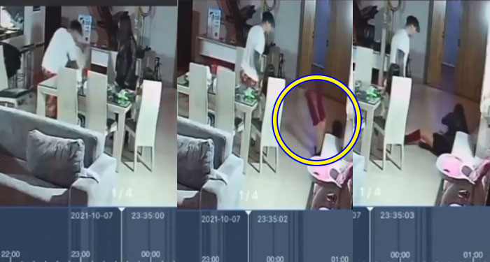 Momento en que un hombre golpea brutalmente a su pareja (Video)