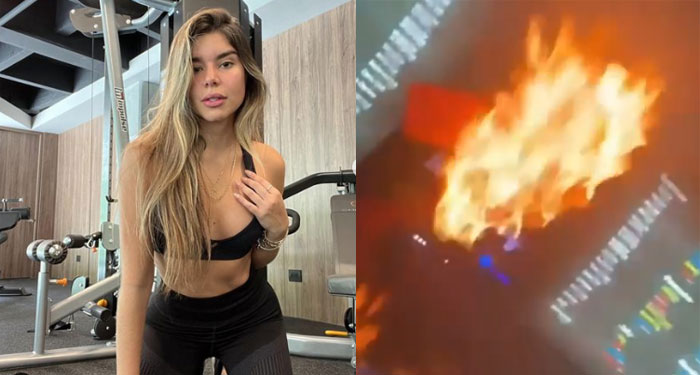 Modelo pidió un shot flameado y queda prendida en llamas (Video)