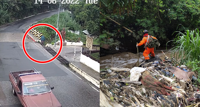 Momento exacto en que anciana cae a río en Ciudad Vieja (Video)