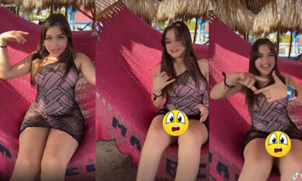 Influencer se graba para sus seguidores de Tiktok y enseña de más (Video)
