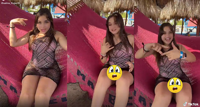 Influencer se graba para sus seguidores de Tiktok y enseña de más (Video)