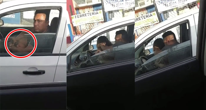 Momento en que hombre es captado agrediendo a una mujer dentro de un vehículo (Video)