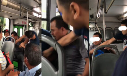 Hombre recibe tremendas paliza cuando lo descubren acosando en el transporte público (Video)