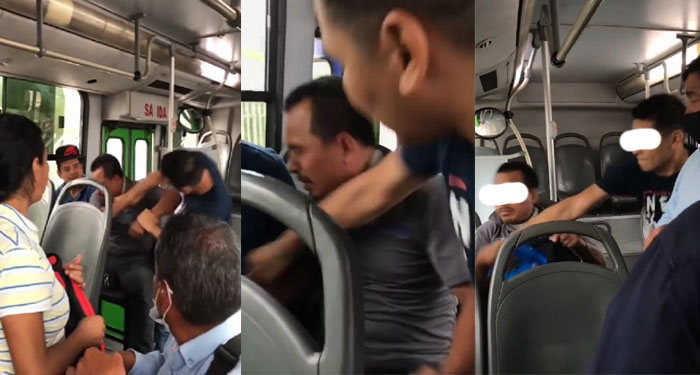 Hombre recibe tremendas paliza cuando lo descubren acosando en el transporte público (Video)