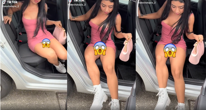 Tiktoker enseña de más al momento de bajarse de un vehículo y se vuelve tendencia (Vídeo)