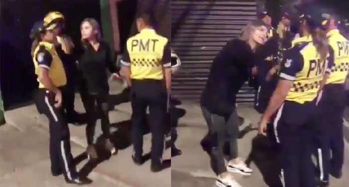 Mujer en estado de ebriedad le pega a varios agentes de Tránsito por multa (Video)
