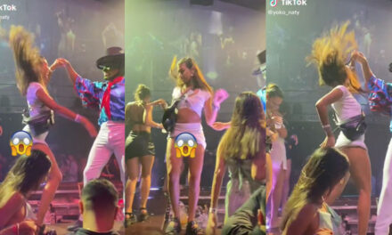 Tiktoker se sube a una tarima a tomarse un Shot de tequila y enseña de más (Video)