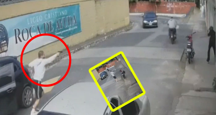 Momento en que hombre dispara contra dos personas en la zona 17 (Video)