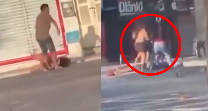 “El karma” Hombre recibe brutal paliza tras agredir a mujer en la calle (Video)