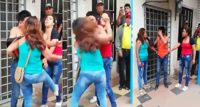 Momento en que dos mujeres se van a los golpes por el amor de un hombre (Video)