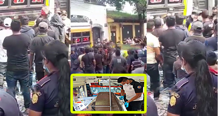 Fuente pelea entre pobladores y choferes en contra de la PNC tras asesinato de pito en Antigua (Video)