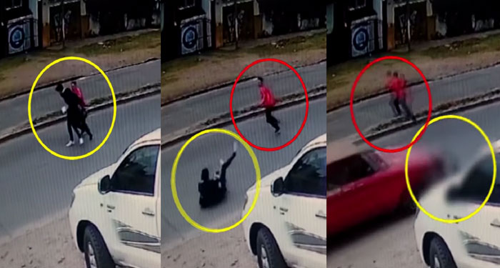 Hombre escapaba de tres ladrones y lamentablemente lo atropelló un auto (Video)