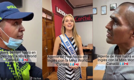 Agente de PMT traduce en Inglés a Miss World Canadá en San Pedro Carcha (Video)