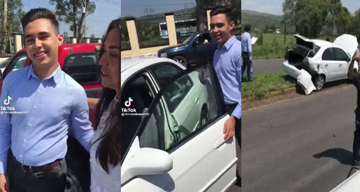 Padres le regalan un carro por su graduación y minutos después lo choca (Video)