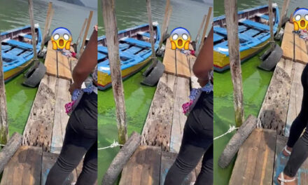 Momento en que encuentran a pareja manteniendo relaciones dentro de un lago (Video)