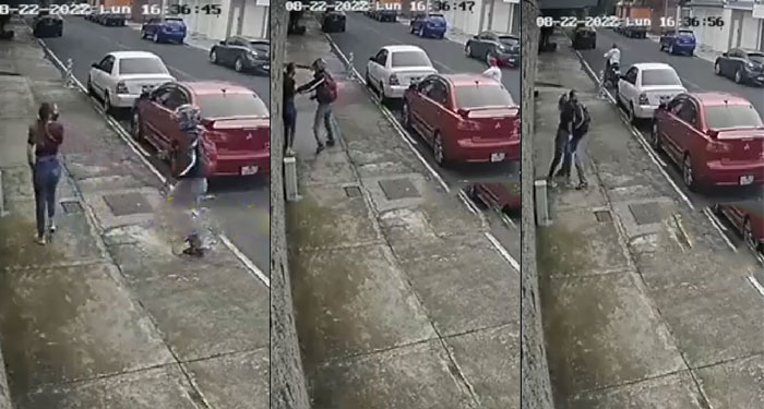 Momento en que motoladrones asaltan a una mujer en una colonia zona 15 (Video)