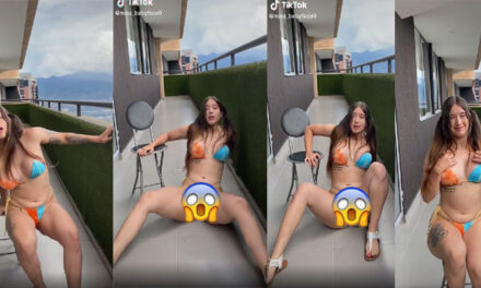 Momento en que Tiktoker enseña de más al sentarse en una silla cuando grababa (Video)
