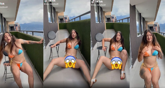 Momento en que Tiktoker enseña de más al sentarse en una silla cuando grababa (Video)