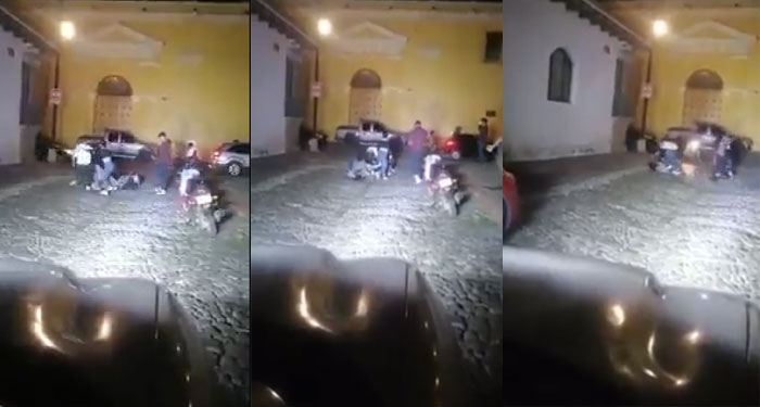 Nuevamente fuerte pelea en Antigua Guatemala frente a una discoteca (Video)