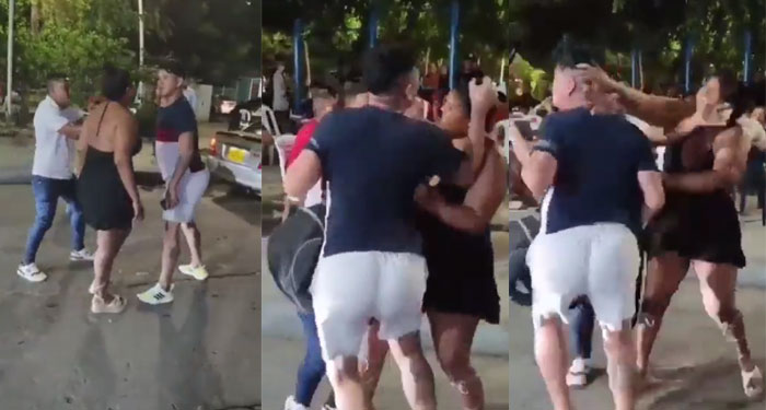 Momento en que dos mujeres se van a los golpes por el amor de un hombre (Video)
