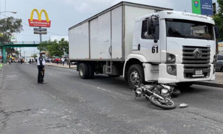 Momento en que camión le pasa las llantas encima a un motorista (Video)