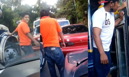 “No sea estupido” imprudencia de chofer de bus y ayudante desata furia de conductora (Video)