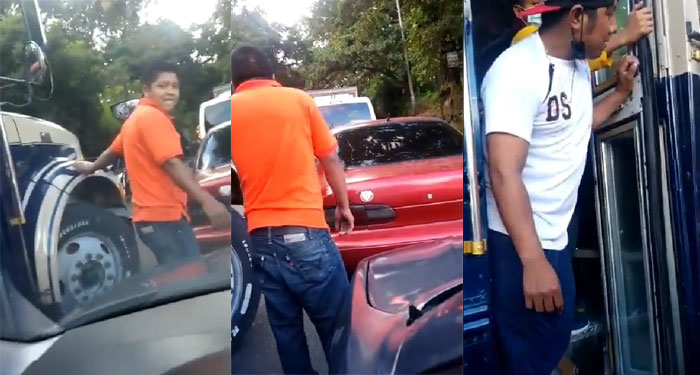 “No sea estupido” imprudencia de chofer de bus y ayudante desata furia de conductora (Video)