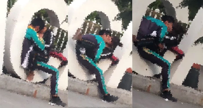 Pareja de estudiantes es captada manteniendo relaciones en la vía pública (Video)
