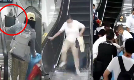 Momento en que mujer fue golpeada con una maleta y trasladada al hospital (Video)